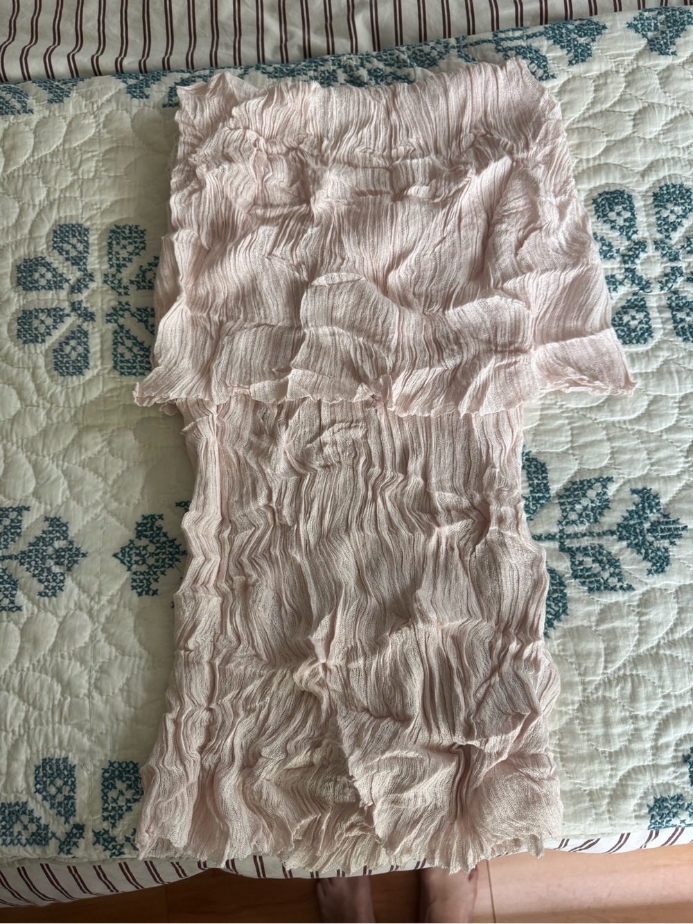Light Pink Crinkled Off the Shoulder Top